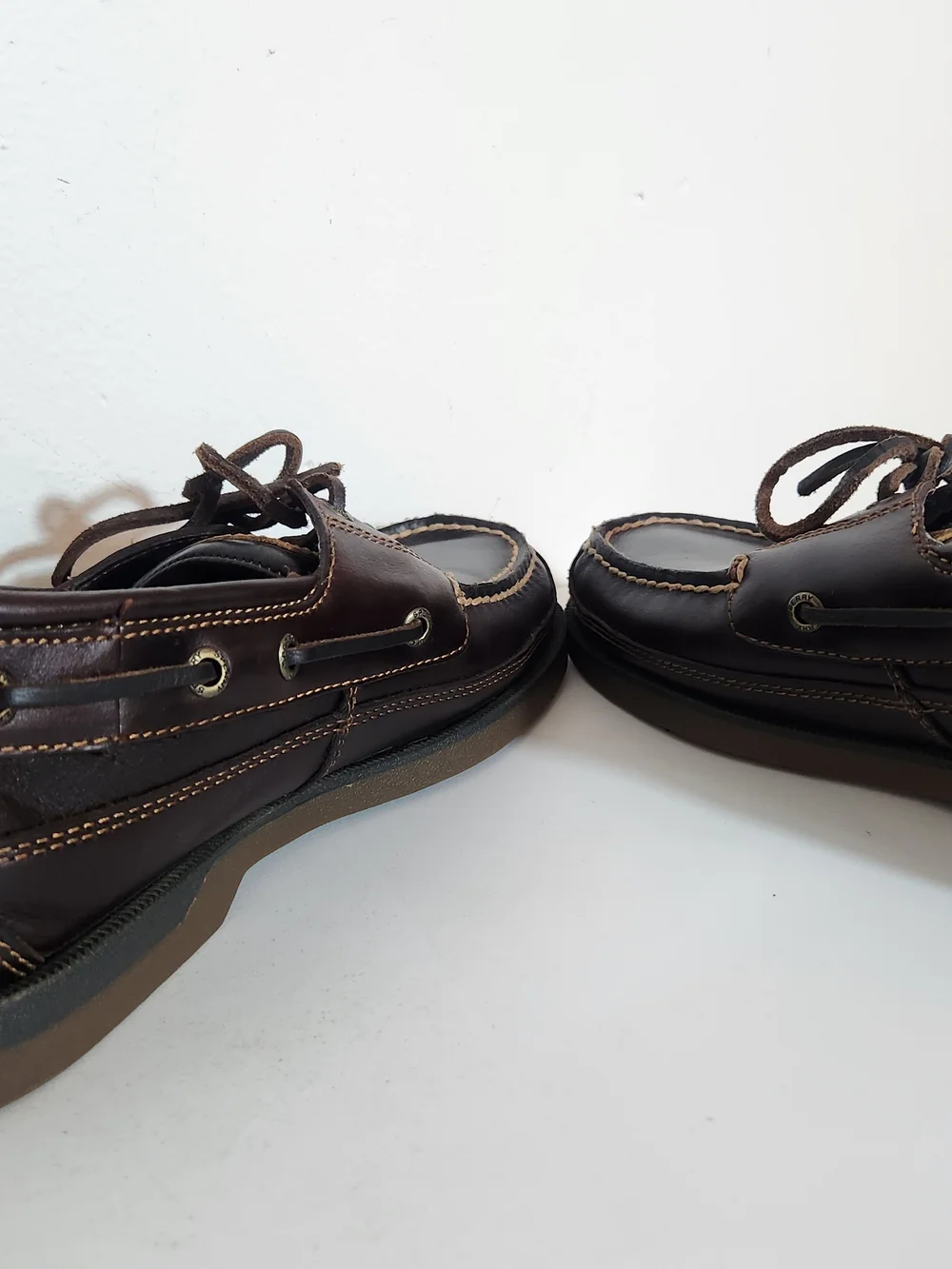 Sperry Dark Brown Leather Lace Up Loafers Boat Shoes Size 8.5 Flaw